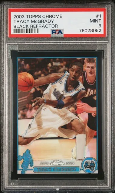 2003 Topps Chrome Black Tracy Mcgrady Refractor #1 card image