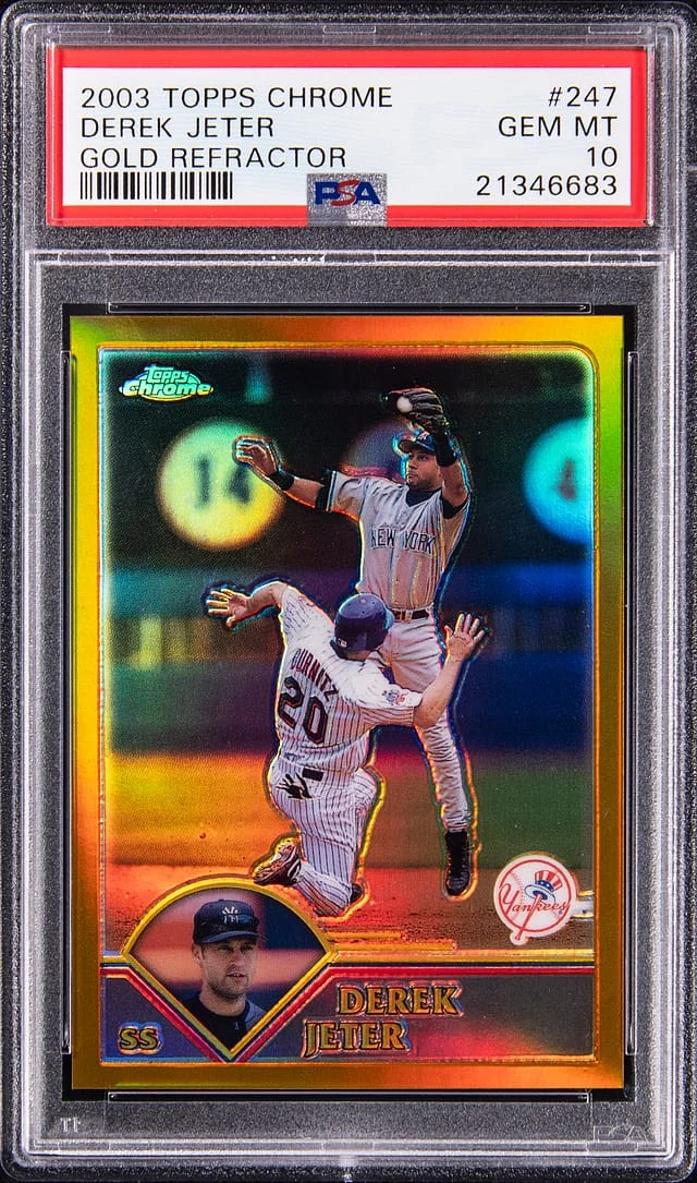 2003 Topps Chrome Derek Jeter Gold Refractor #247 card image