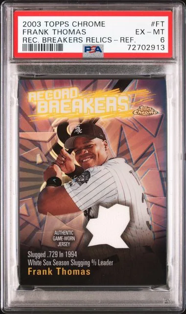 2003 Topps Chrome Frank Thomas Record Breakers Relics Refractor #RBCR-FT card image