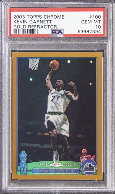 2003 Topps Chrome Kevin Garnett Gold Refractor #100 card image