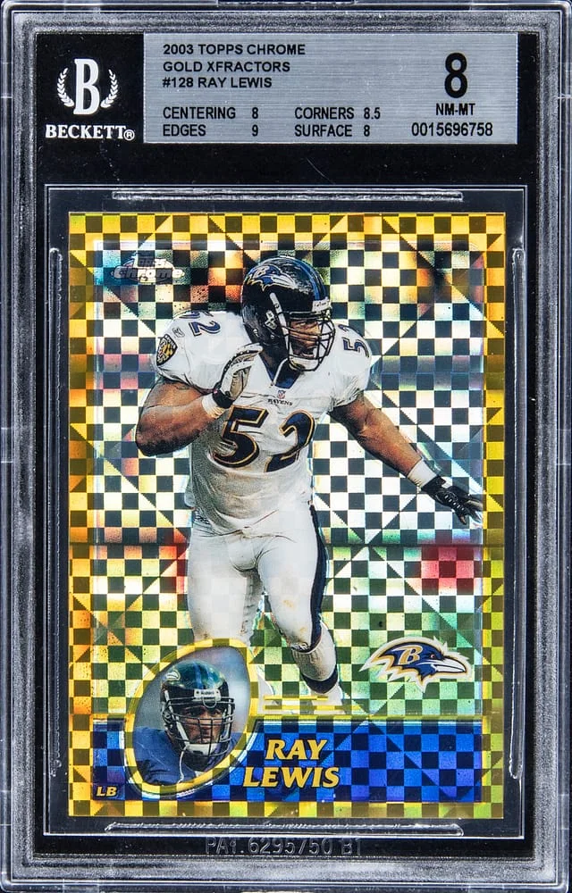 2003 Topps Chrome Ray Lewis Gold Refractor #128 card image