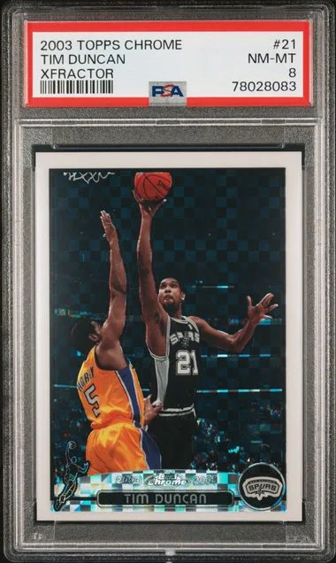 2003 Topps Chrome Tim Duncan Xfractor #21 card image