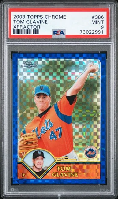 2003 Topps Chrome Tom Glavine XFractor #386 card image