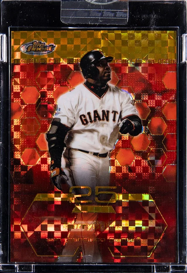 2003 Topps Finest Barry Bonds - Topps Encased Gold X-Fractor #20 card image