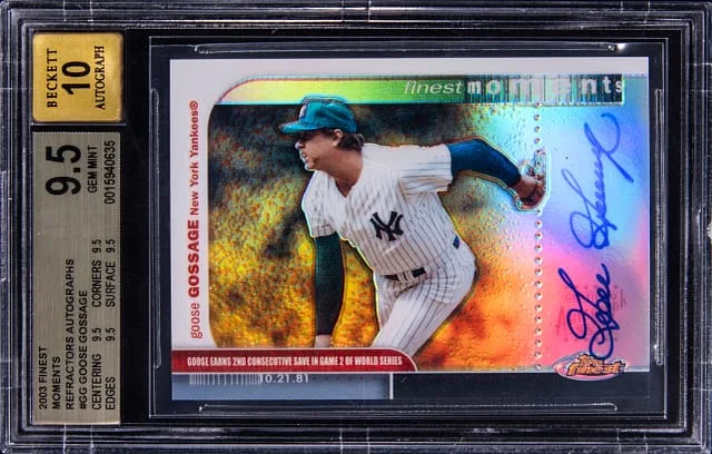 2003 Topps Finest Goose Gossage Moments Refractor Autograph #FMA-GG card image
