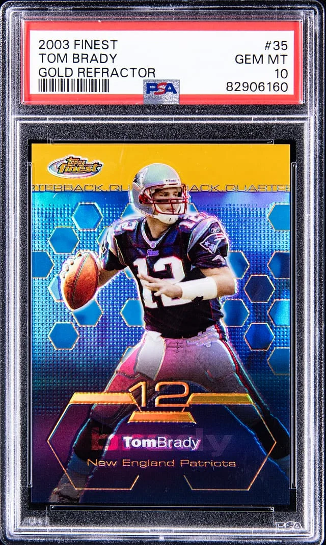 2003 Topps Finest Tom Brady Gold Refractor #35 card image