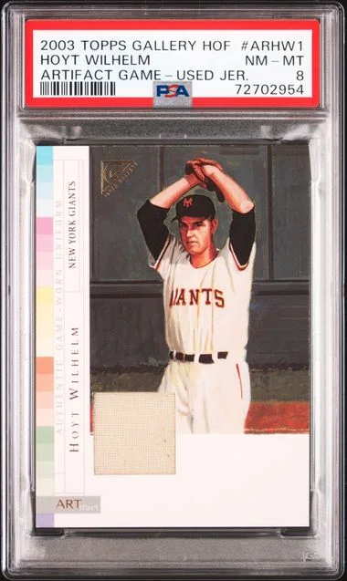 2003 Topps Hoyt Wilhelm Gallery HOF Artifact Game-Worn Jersey #ARHW1 card image