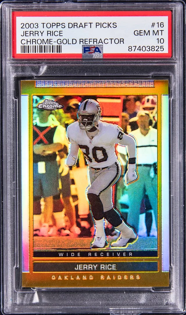2003 Topps Jerry Rice Draft Picks Chrome Gold Refractor #16 card image