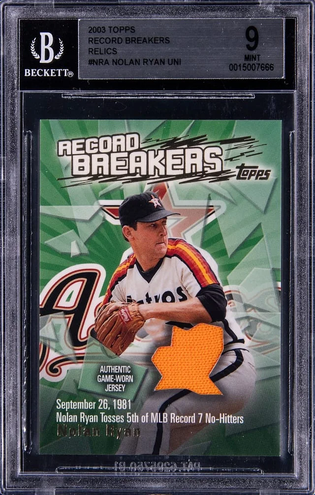 2003 Topps Nolan Ryan Record Breakers Relics #RBR-NBA card image