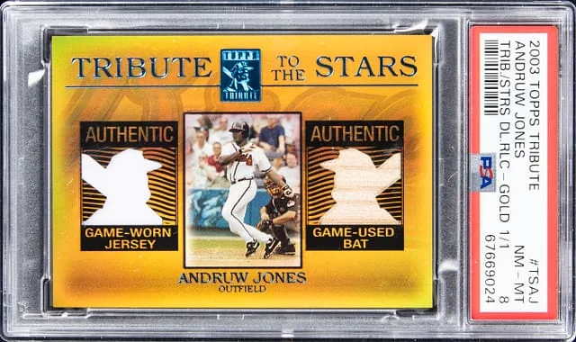 2003 Topps Tribute Andruw Jones Stars Dula Relic Gold #TS-AJ card image