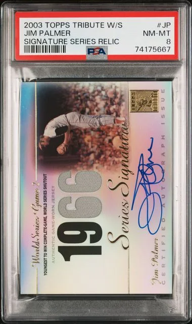 2003 Topps Tribute Jim Palmer World Series Signature Series Relic #JP card image