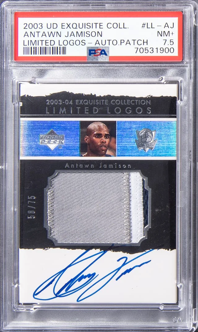 2003 UD Exquisite Collection Limited Logos- Autograph Patch Antawn Jamison Limited Logos #LL-AJ card image