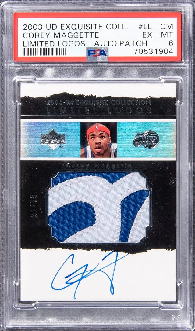 2003 UD Exquisite Collection Limited Logos- Autograph Patch Corey Maggette Limited Logos #LL-CM card image