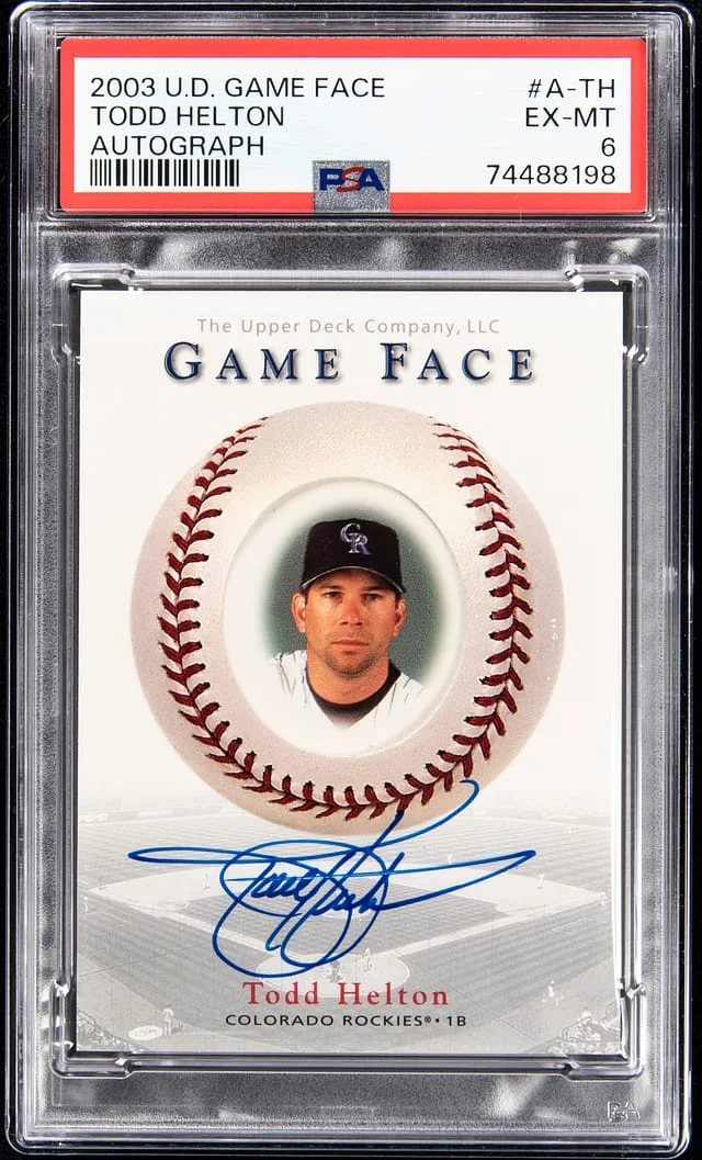 2003 U.D Game Face Autograph Todd Helton #A-TH card image