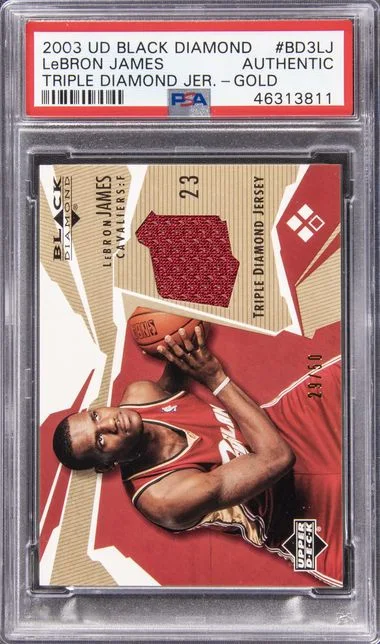 2003 Upper Deck Black Diamond LeBron James Jersey Triple Gold #Bd3Lj card image