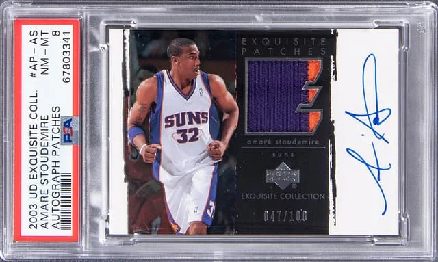 2003 Upper Deck Exquisite Collection Amare Stoudemire Autograph Patches #AP-AS card image