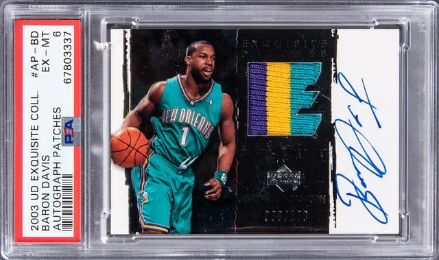 2003 Upper Deck Exquisite Collection Baron Davis Autograph Patches #AP-BD card image