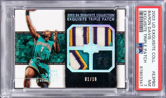 2003 Upper Deck Exquisite Collection Baron Davis Exquisite Triple Patch #E3PBD card image