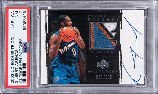2003 Upper Deck Exquisite Collection Gilbert Arenas Autograph Patches #AP-GA card image