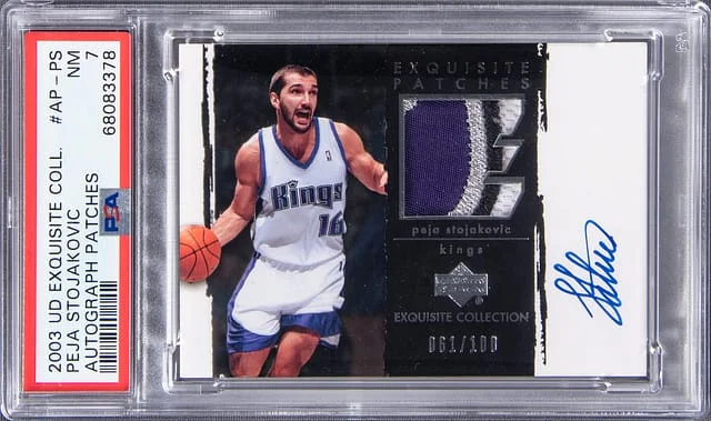2003 Upper Deck Exquisite Collection Peja Stojakovic Autograph Patches #AP-PS card image