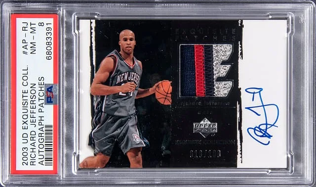 2003 Upper Deck Exquisite Collection Richard Jefferson Autograph Patches #AP-RJ card image