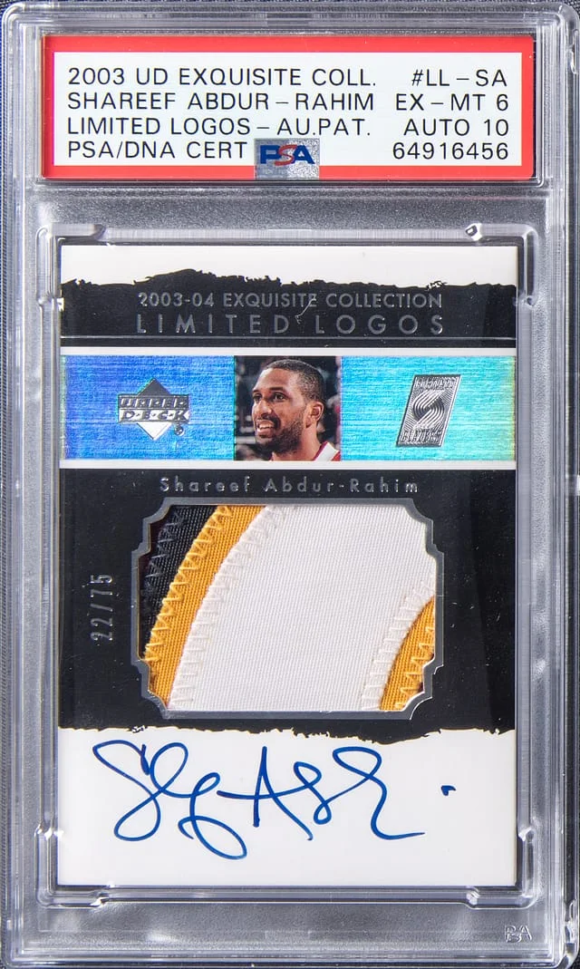 2003 Upper Deck Exquisite Collection Shareef Abdur - Rahim Autograph Patch #LL-SA card image