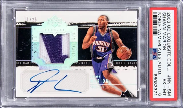 2003 Upper Deck Exquisite Collection Shawn Marion Noble Nameplates Auto #NN-SM card image