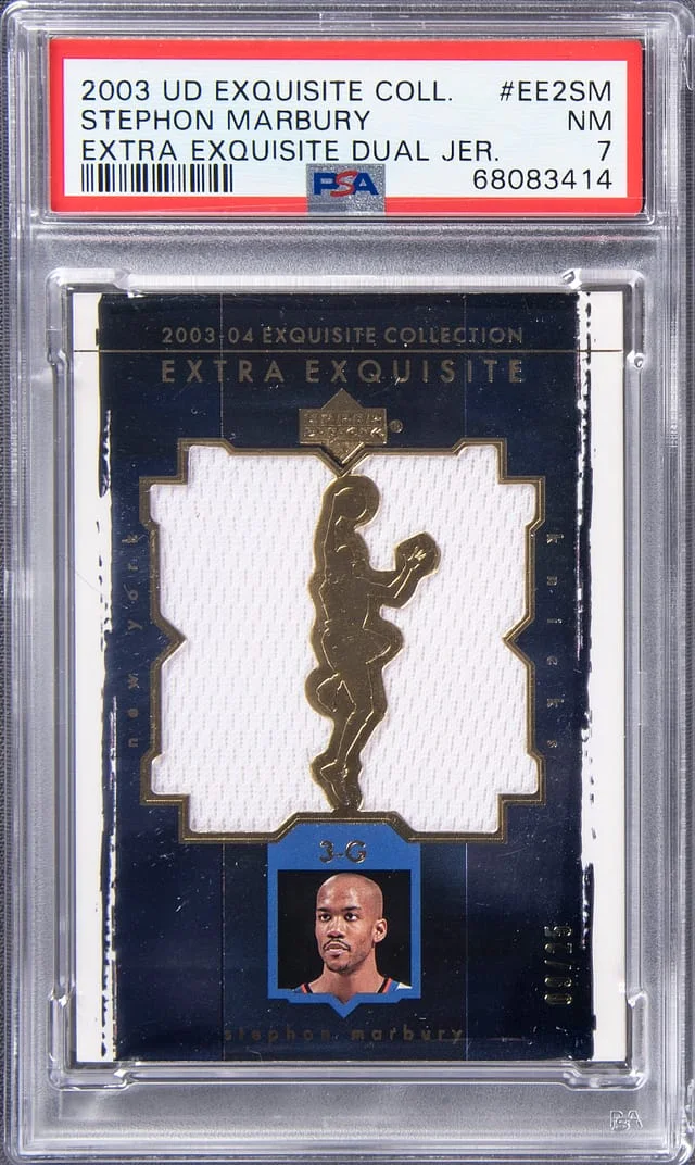 2003 Upper Deck Exquisite Collection Stephon Marbury Extra Exquisite Duel Jersey #EE2SM card image
