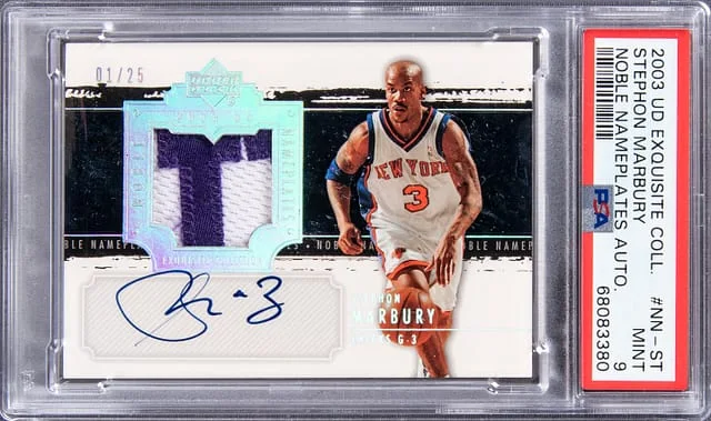 2003 Upper Deck Exquisite Collection Stephon Marbury Noble Nameplates Autograph #NN-ST card image