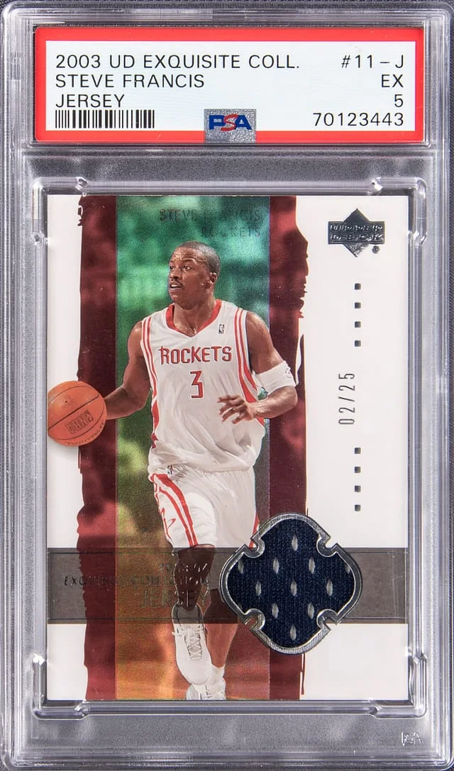 2003 Upper Deck Exquisite Collection Steve Francis Jersey #11-J card image