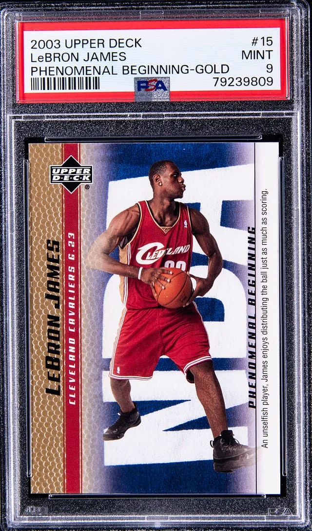 2003 Upper Deck Lebron James Gold #15 Lebron James Lebron James Phenomenal Beginnings Phenomenal Beginnings #15 card image