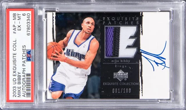 2003 Upper Deck Mike Bibby Autograph Patches #AP-MB card image