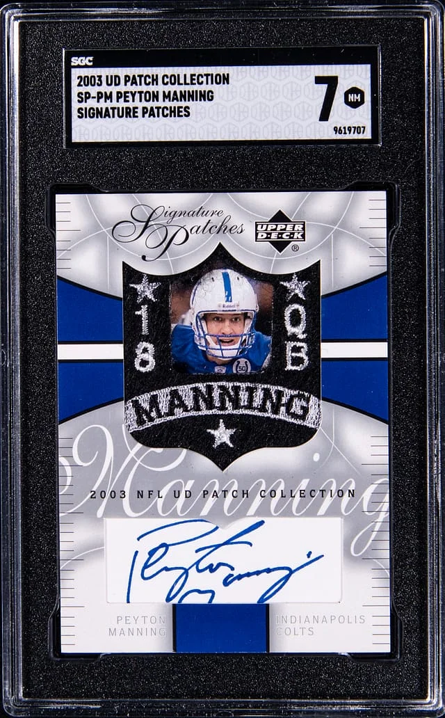 2003 Upper Deck Peyton Manning Patch Collection Signature Patches #SP-PM card image