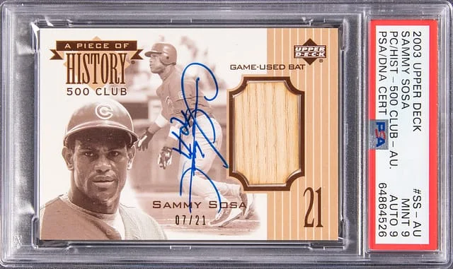 2003 Upper Deck Sammy Sosa A Piece Of History 500 Club Autograph #SS-AU card image
