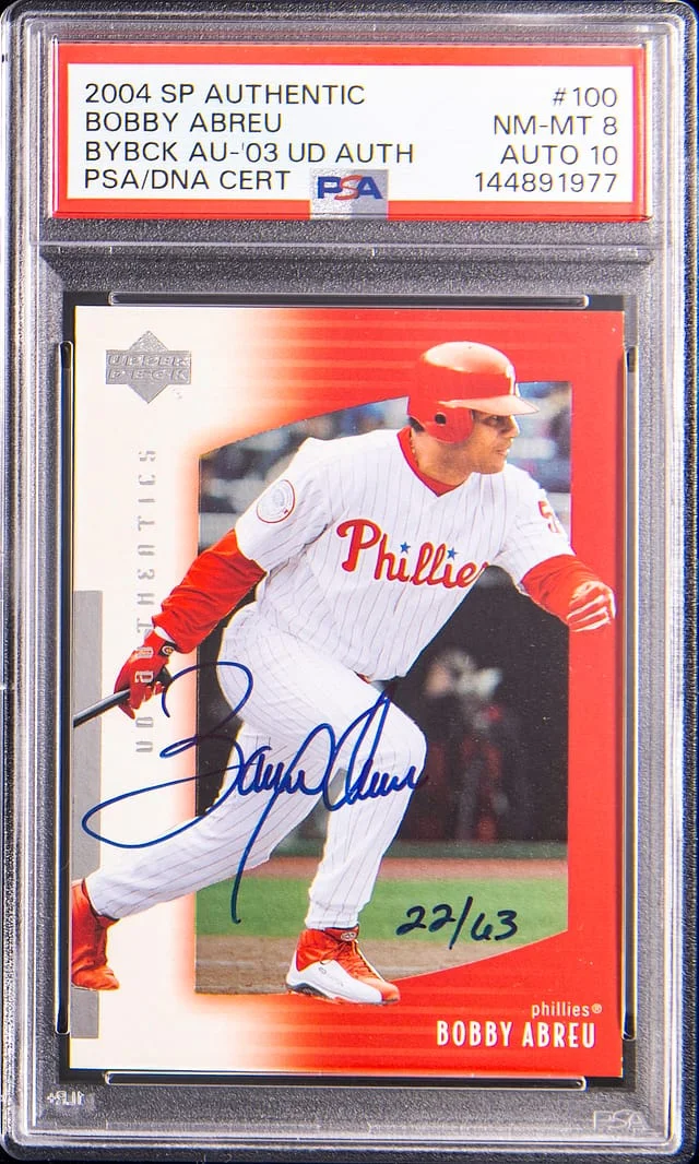 2003 Upper Deck SP Authentic Bobby Abreu Buybacks Autographs '03 Upper Deck Authentic #100 card image