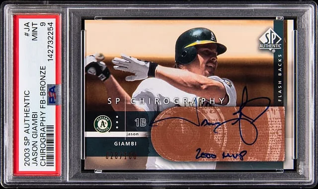 2003 Upper Deck SP Authentic Jason Giambi Chirography Flashbacks Bronze #JA card image