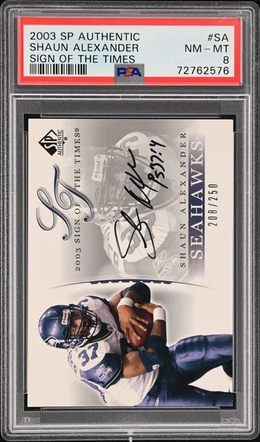 2003 Upper Deck SP Authentic Shaun Alexander Sign of the Times #SA card image