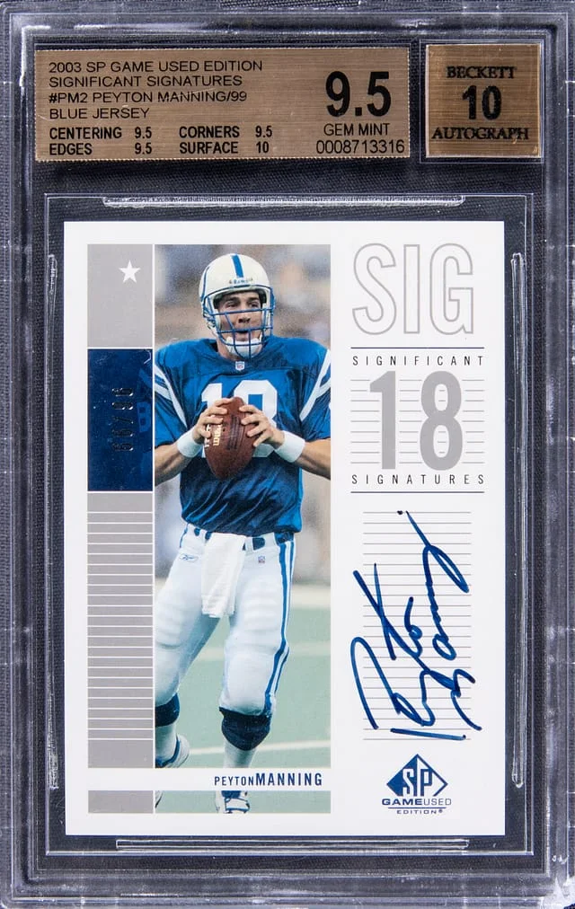 2003 Upper Deck SP Game Used Peyton Manning Edition Significant Signatures Blue Jersey #SS-PM card image