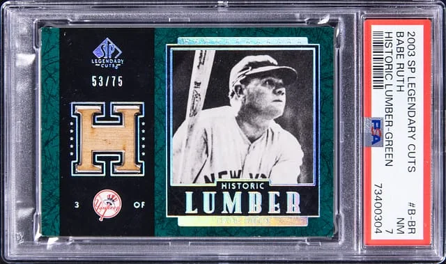 2003 Upper Deck SP Legendary Cuts Babe Ruth Historic Lumber Green #B-BR card image