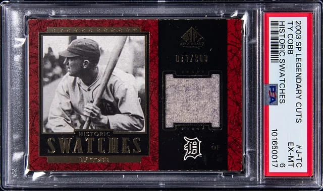 2003 Upper Deck SP Legendary Cuts Ty Cobb Game-Used Historic Swatches #J-TC card image