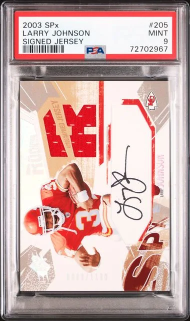 2003 Upper Deck SPx Larry Johnson Signed Jersey #205 card image