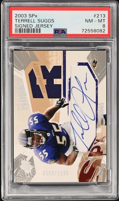 2003 Upper Deck SPx Terrell Suggs Signed Jersey #213 card image