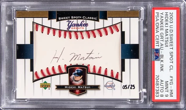 2003 Upper Deck Sweet Spot Classic Hideki Matsui Yankee Greats Autograph Black Ink #YG-HM card image