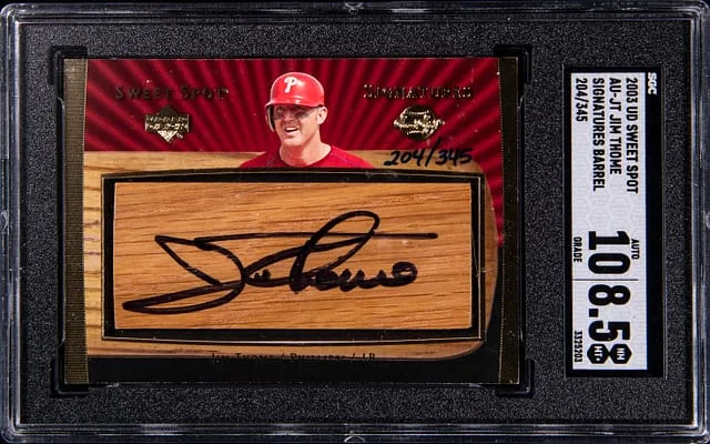 2003 Upper Deck Sweet Spot Jim Thome Signature Barrel #AU-JT card image
