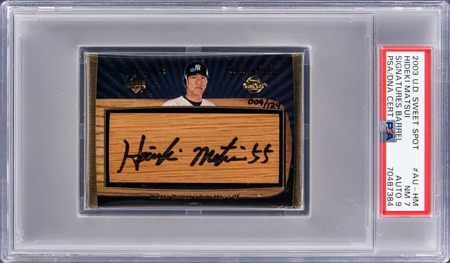 2003 Upper Deck Sweet Spot Signatures Hideki Matsui Barrel #AU-HM card image