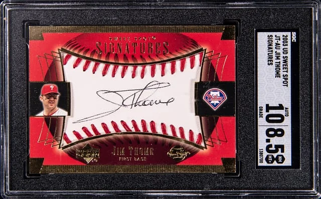 2003 Upper Deck Sweet Spot Signatures Jim Thome #JT-AU card image