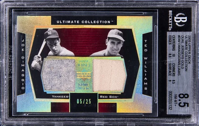 2003 Upper Deck Ultimate Collection Joe Dimaggio/Ted Williams Dual-Relic Dual Jersey Gold #DW card image