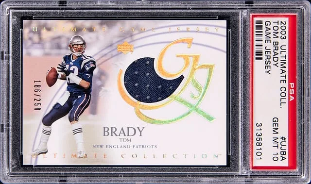 2003 Upper Deck Ultimate Collection Tom Brady Game-Used Game Jersey #UJ-BA card image