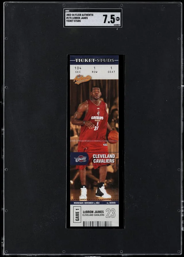 2004-04 Fleer Authentix LeBron James Ticket Studs #1TS card image