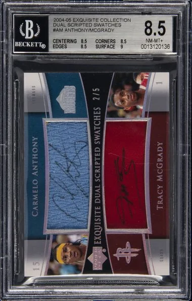 2004-05 Exquisite Collection C.Anthony/T.Mcgrady Dual Scripted Swatches #AM card image